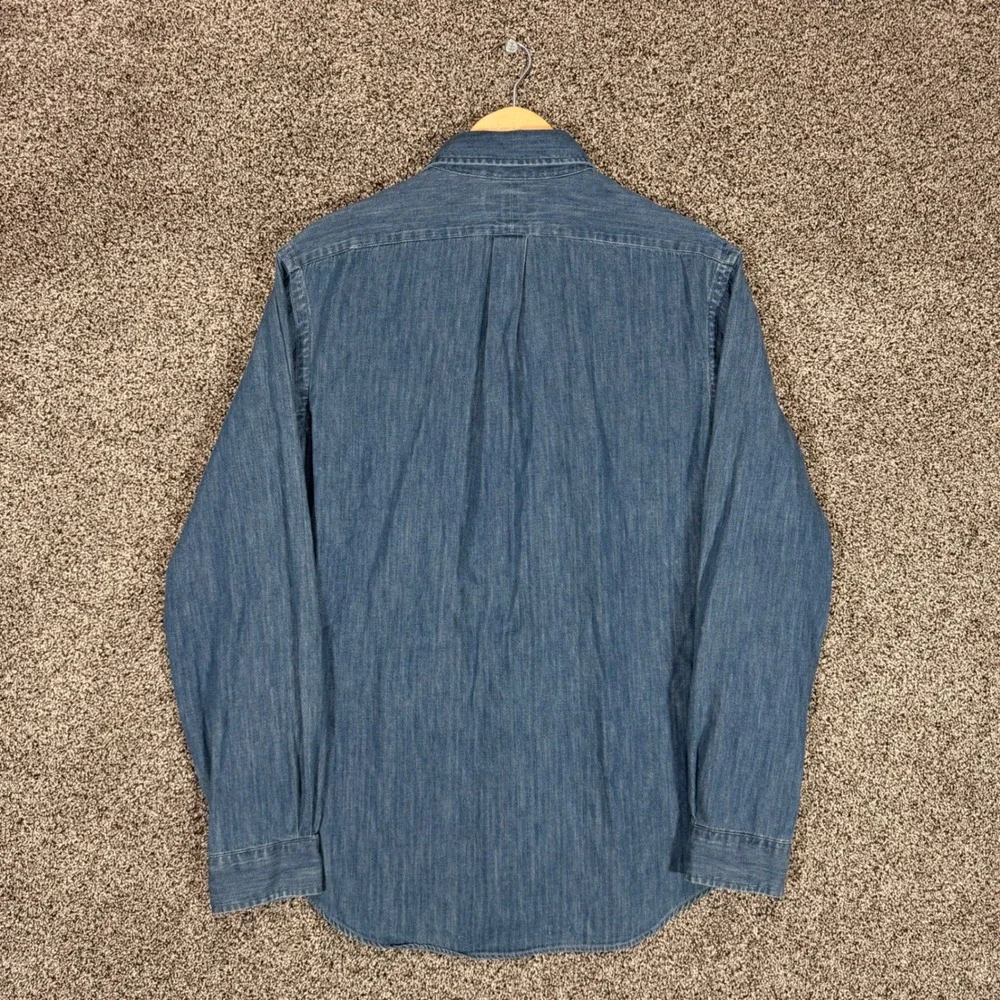 Polo Ralph Lauren Denim Shirt Mens L Classic Fit Blue Button Down Flesh Pony